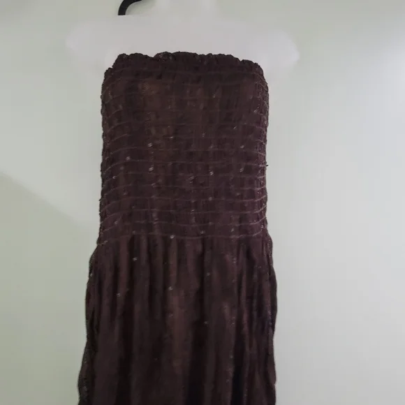 ROMEO & Juliette Couture Seersucker lined crackle maxi dress gown strapless - Picture 5 of 12